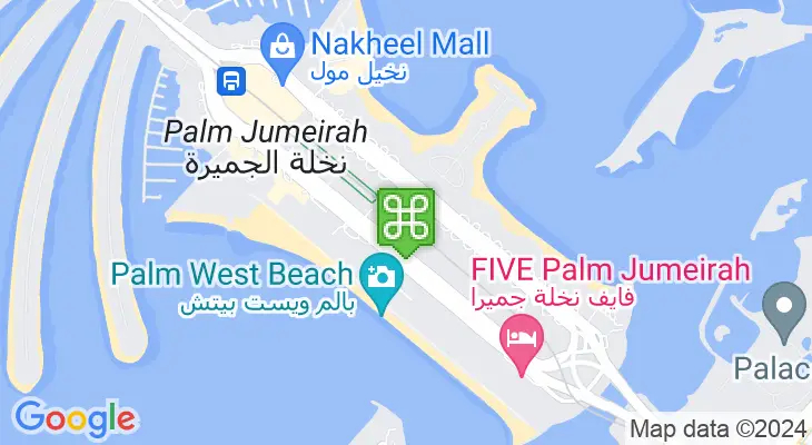 Map showing location of Palm Jumeirah Monorail – Al Ittihad Park Station