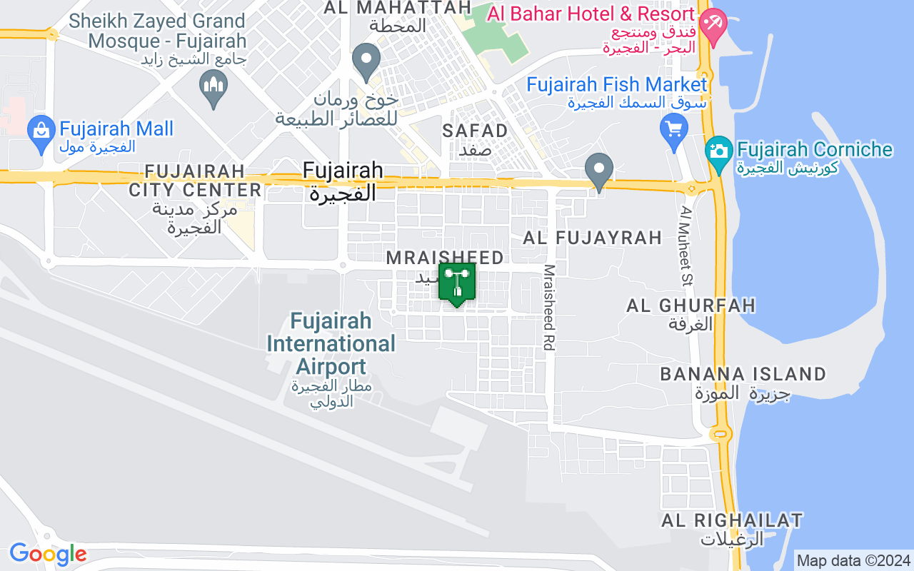 Map showing location of weather station in Fujairah