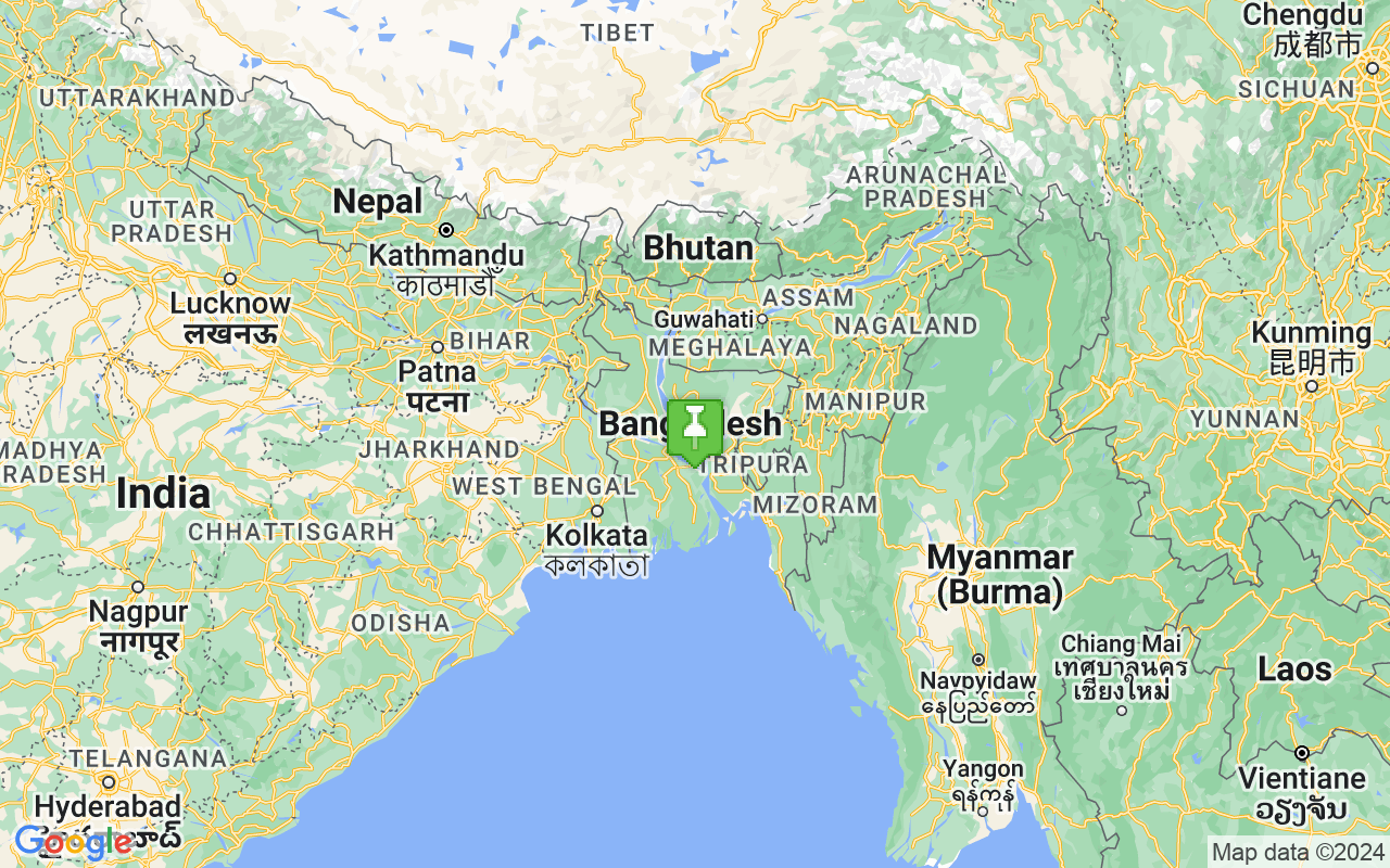 Map showing location of Bangladesh