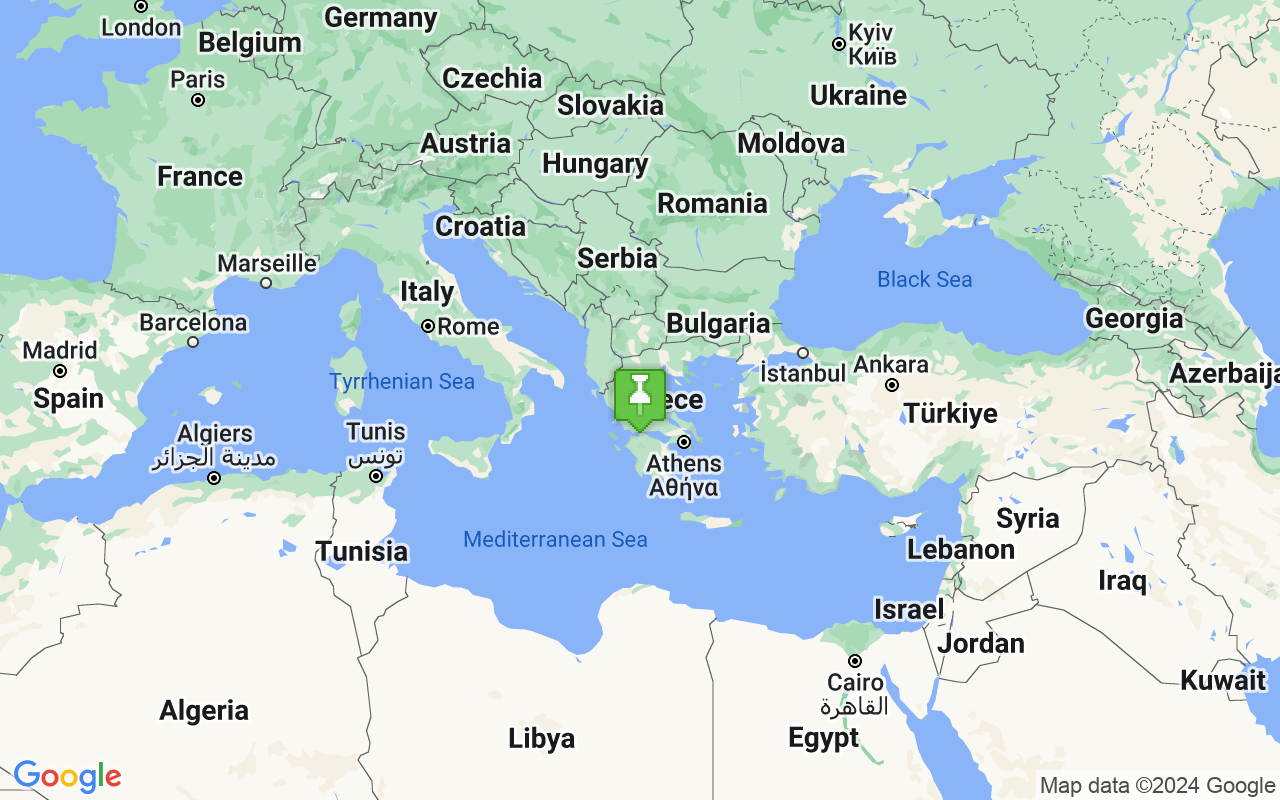 Map showing location of Greece