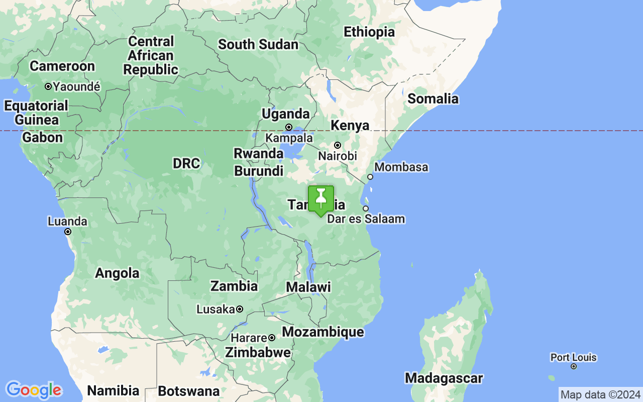 Map showing location of Tanzania