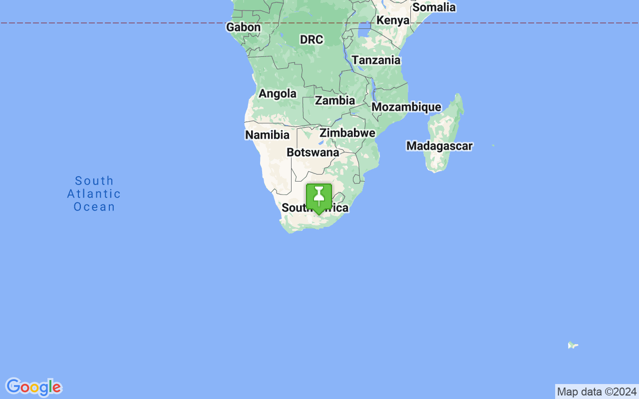 Map showing location of South Africa