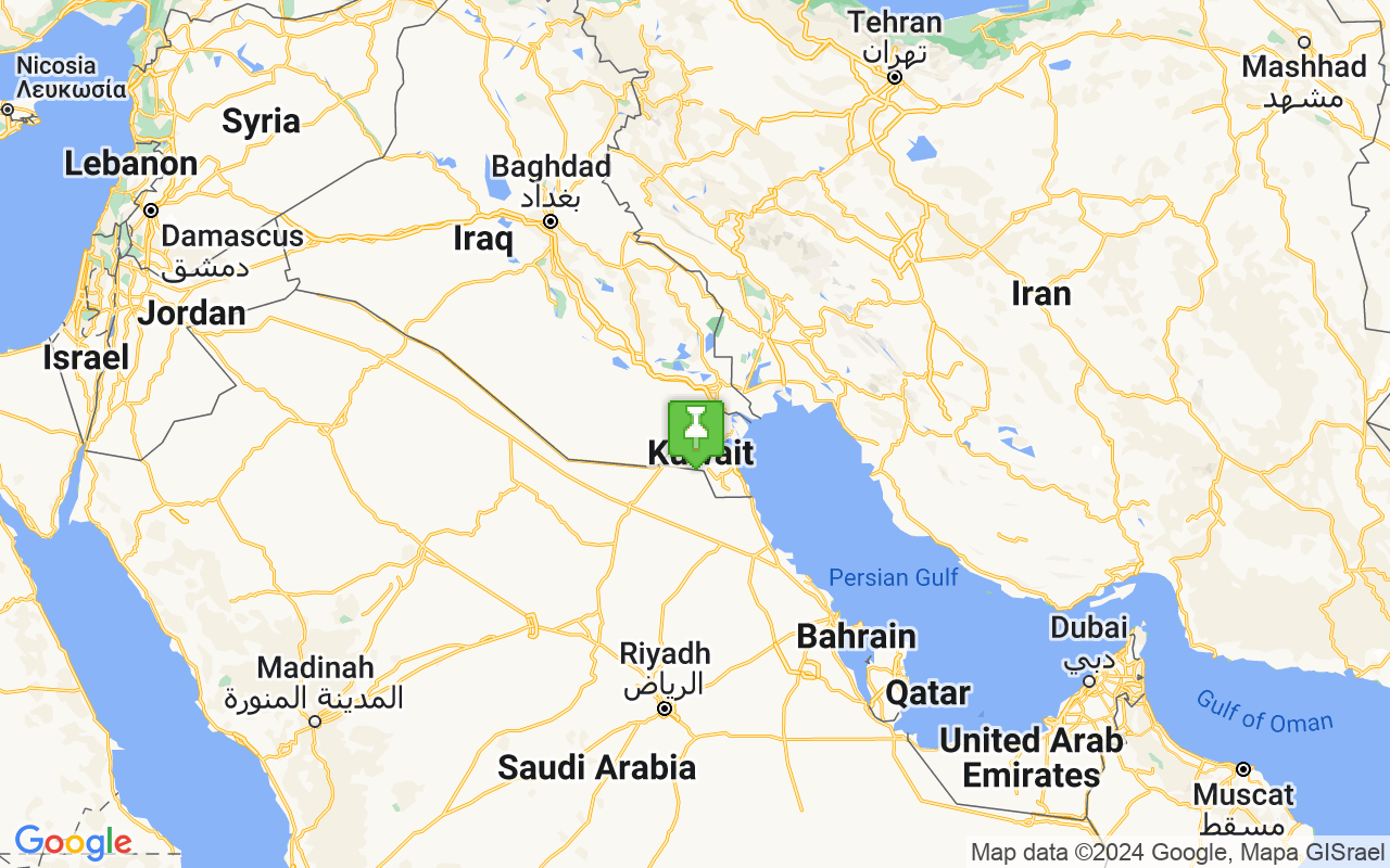 Map showing location of Kuwait