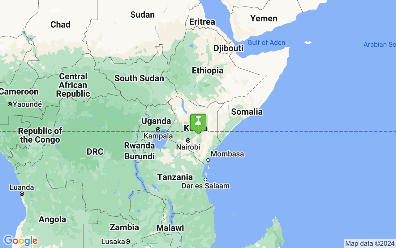 Map showing location of Kenya