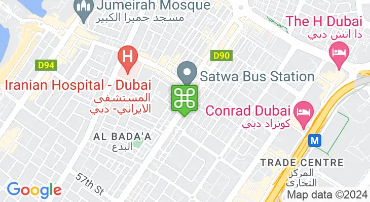 Map showing location of Al Satwa Bus Station