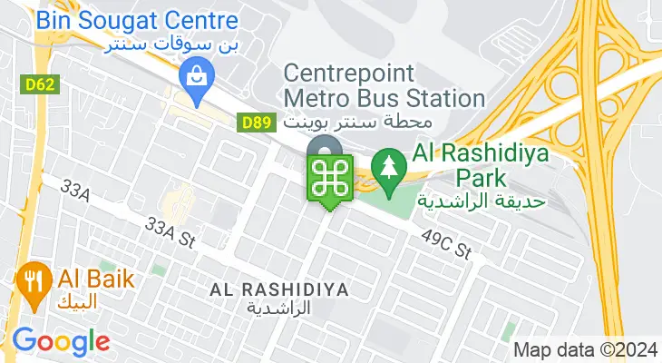 Map showing location of Rashidiya Bus Station