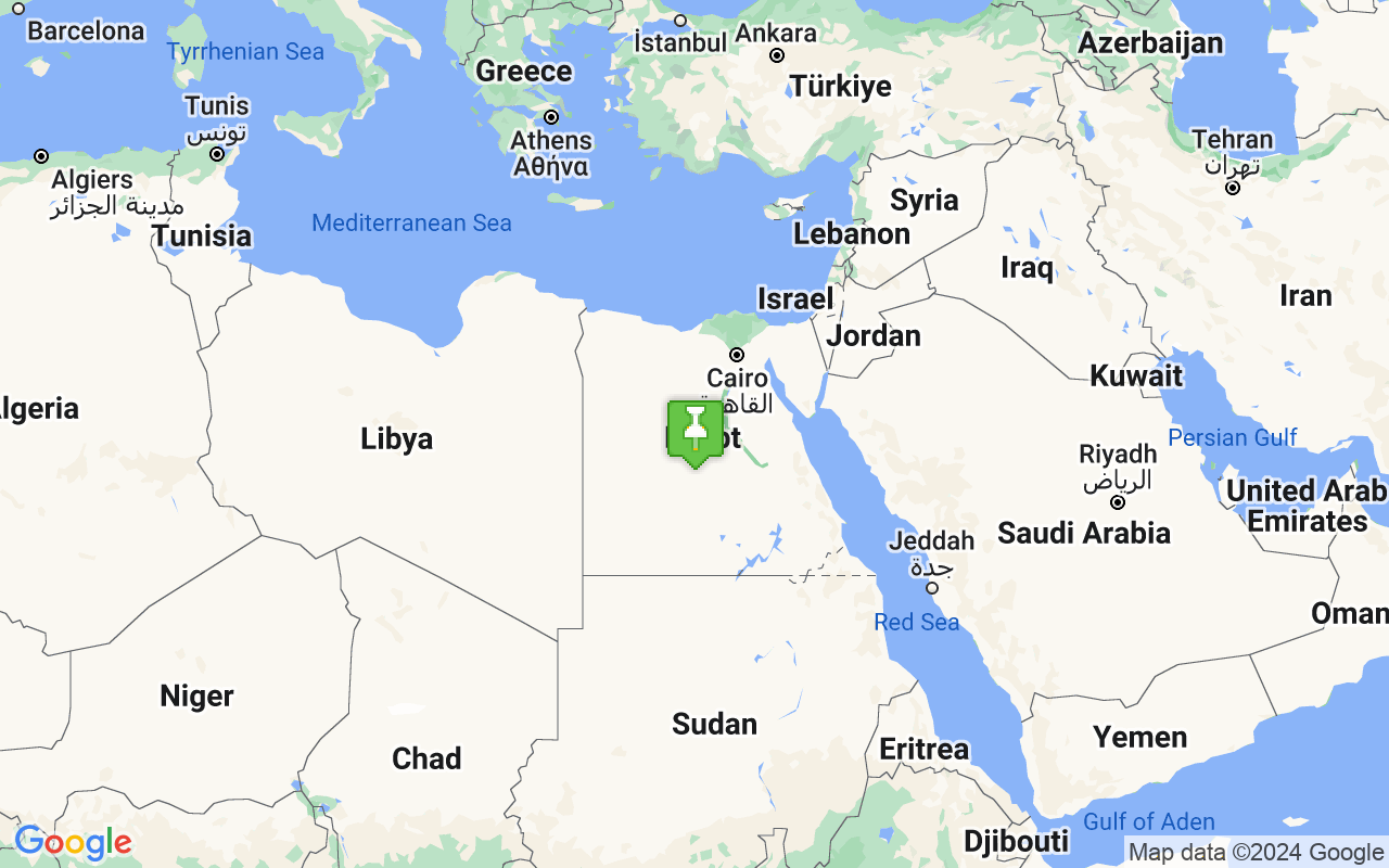 Map showing location of Egypt