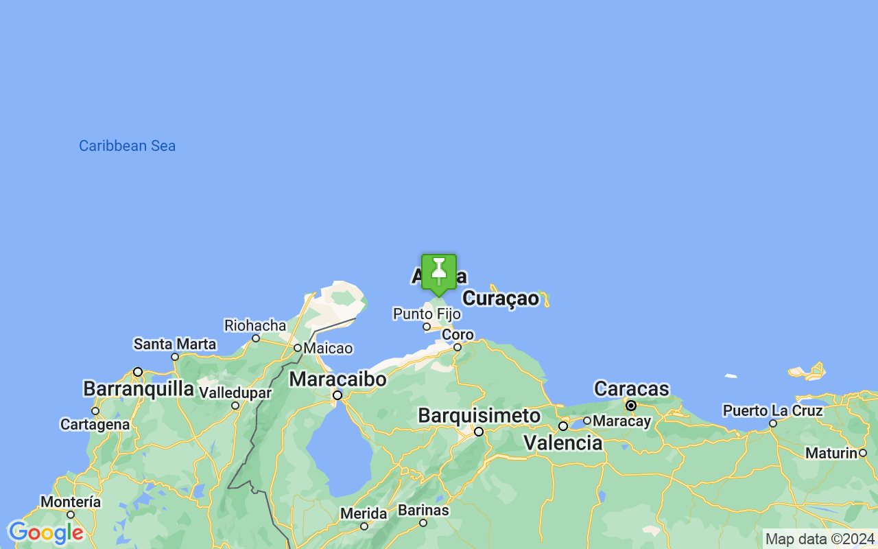 Map showing location of Aruba