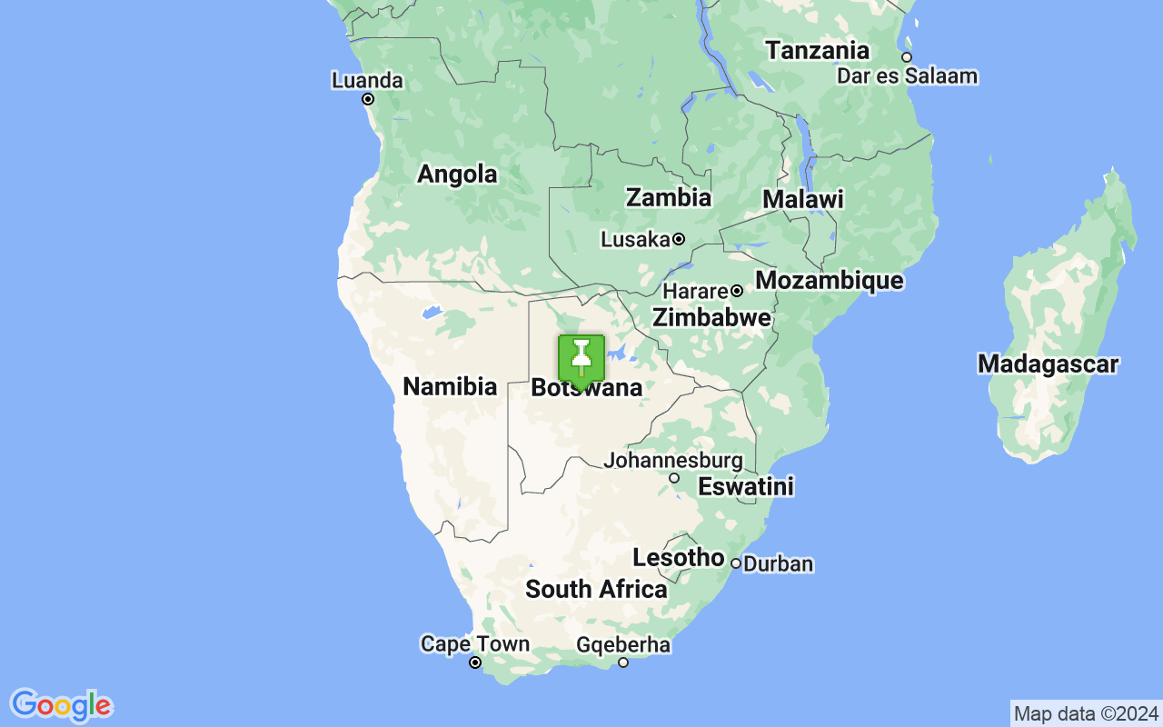 Map showing location of Botswana