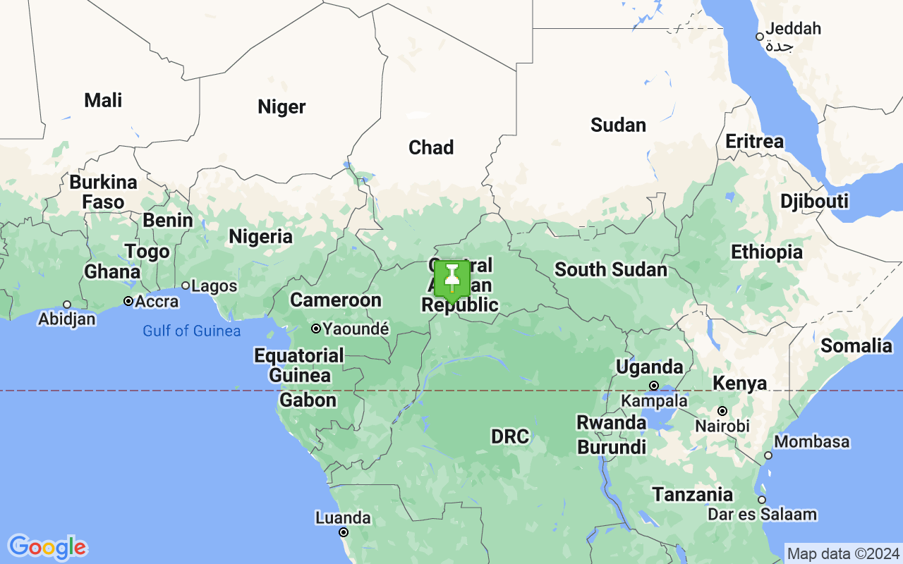 Map showing location of Central African Republic