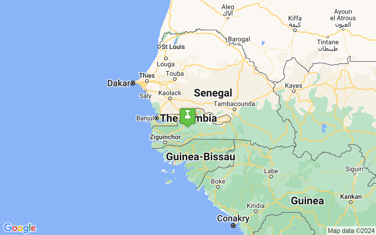 Map showing location of Gambia