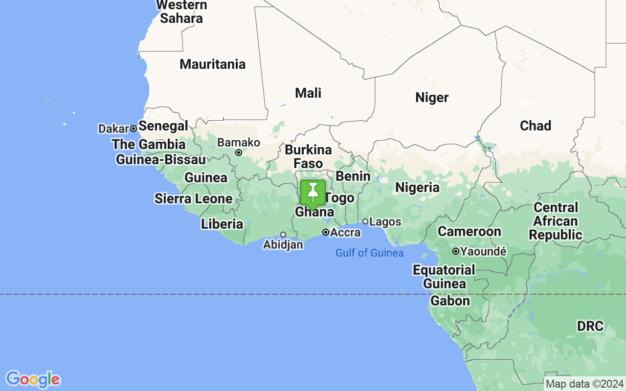 Map showing location of Ghana