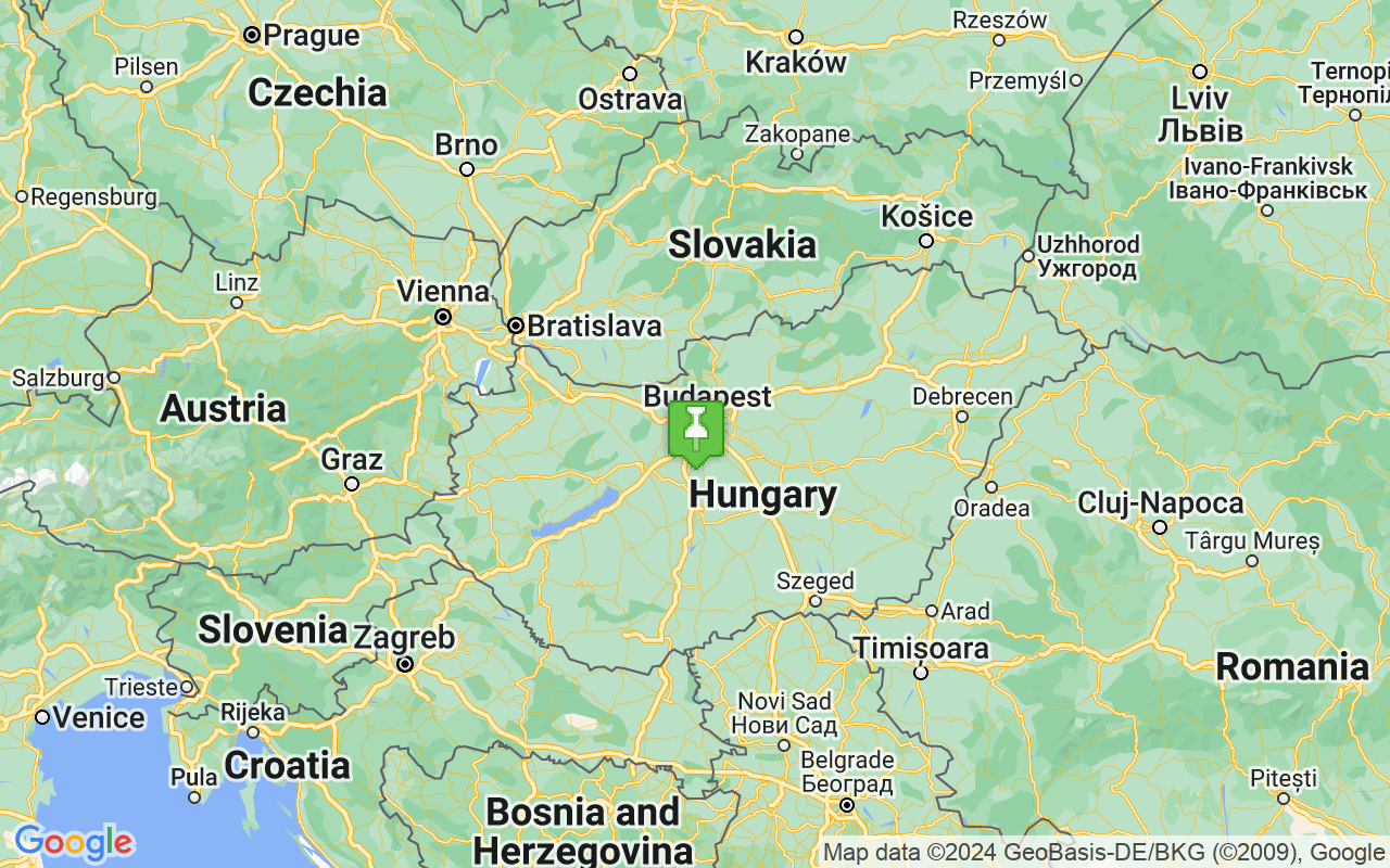 Map showing location of Hungary