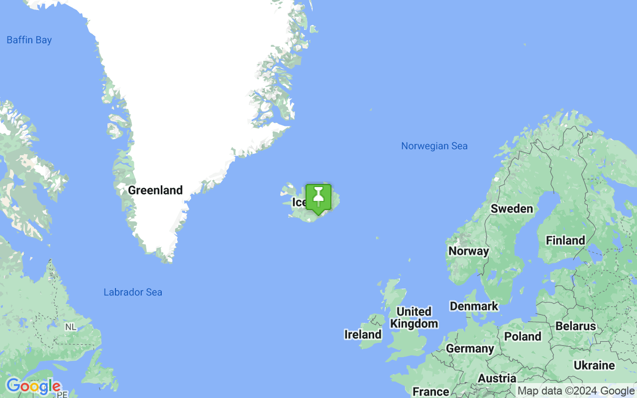 Map showing location of Iceland