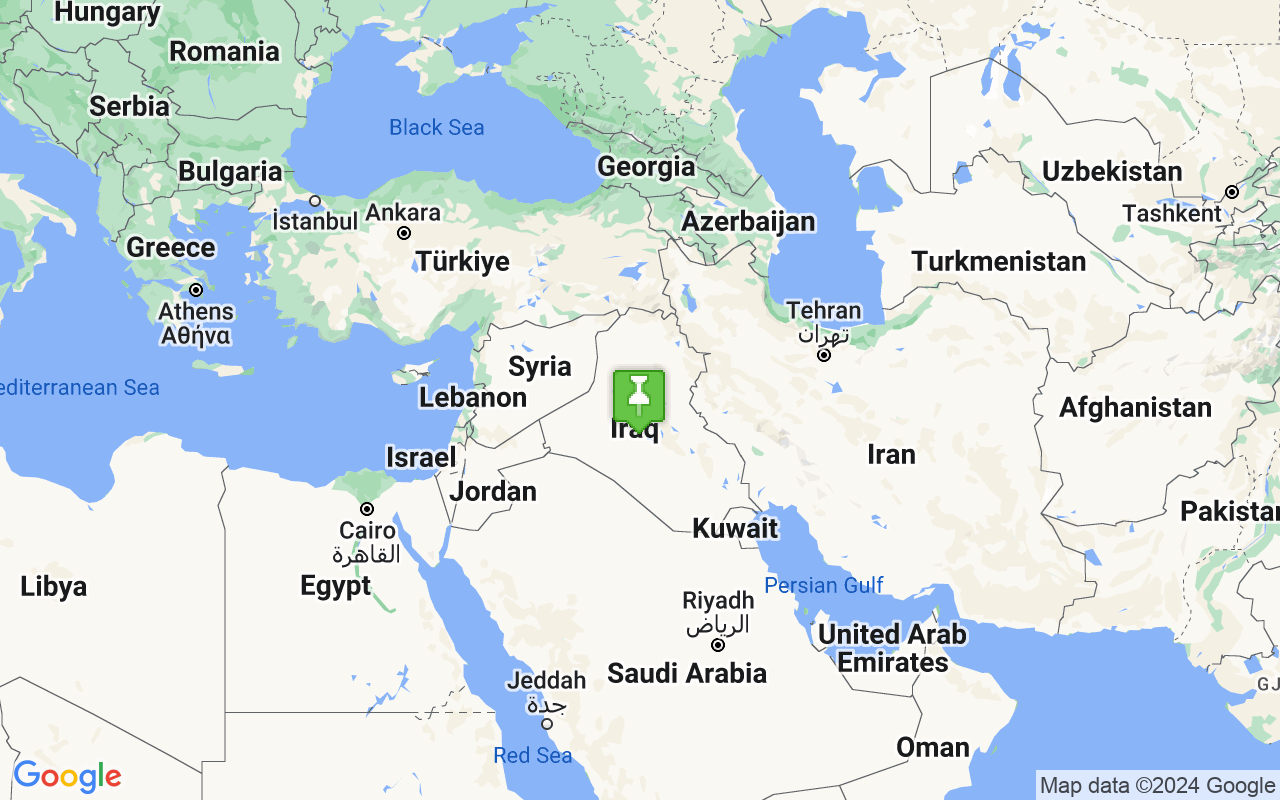 Map showing location of Iraq