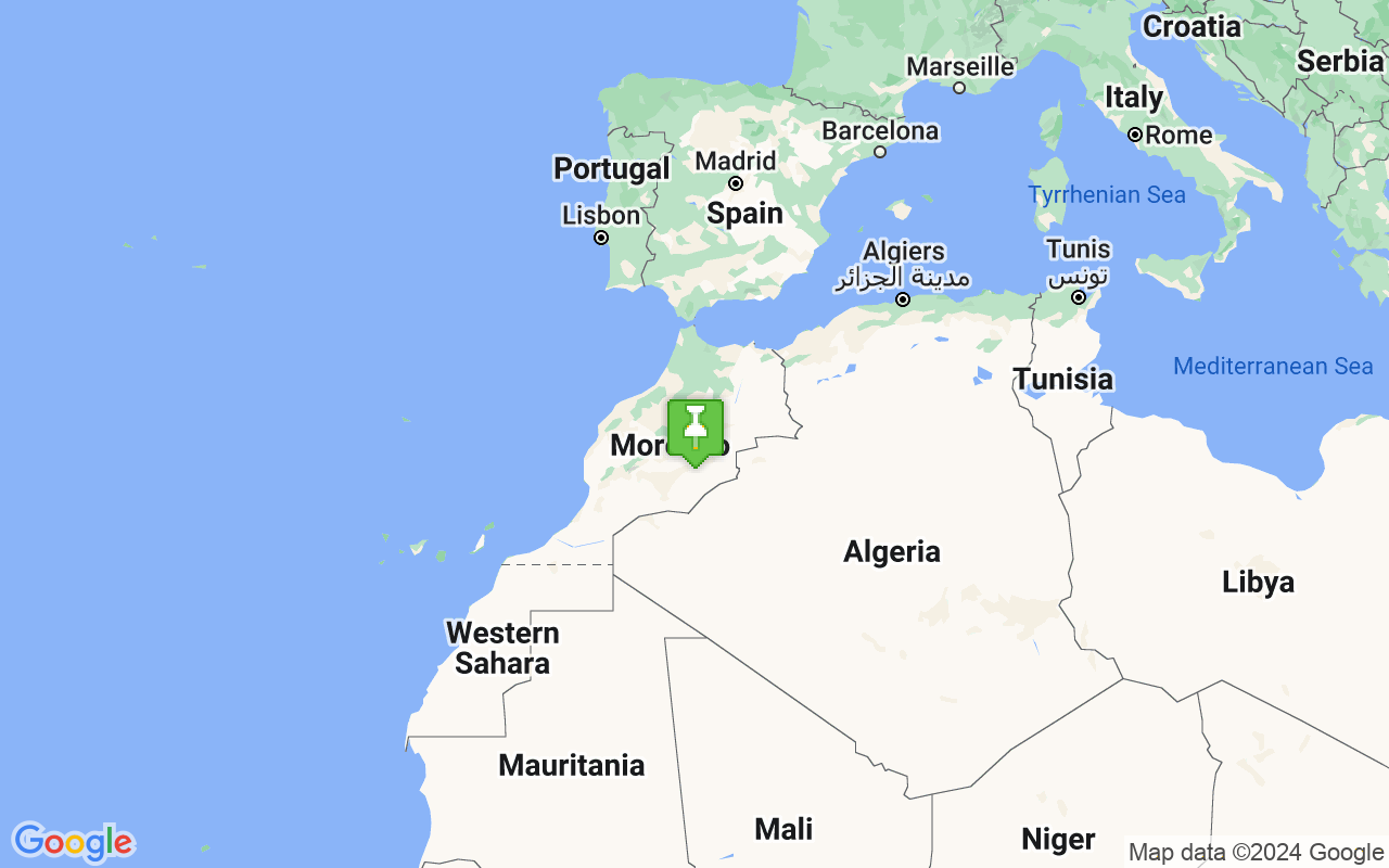 Map showing location of Morocco
