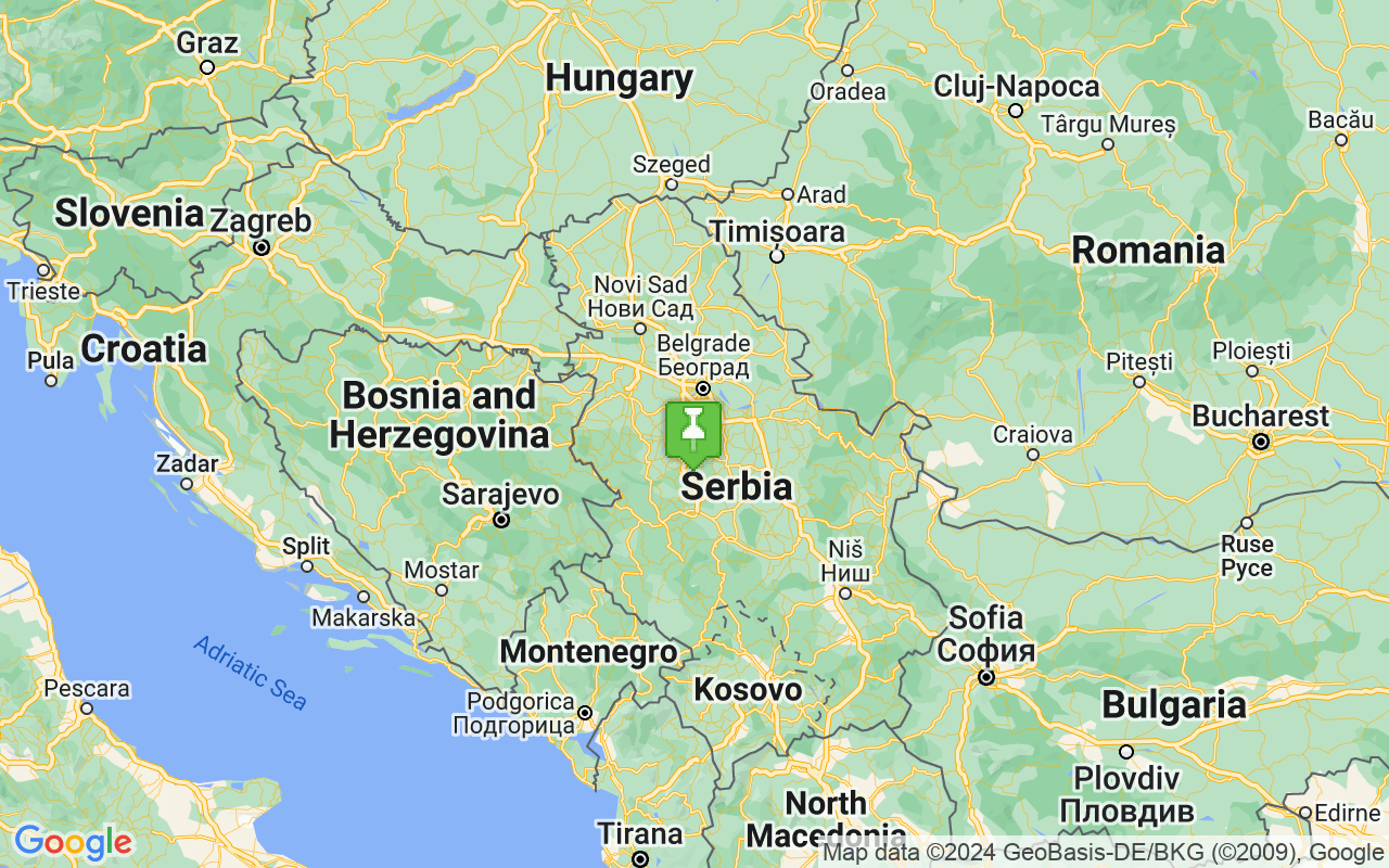 Map showing location of Serbia