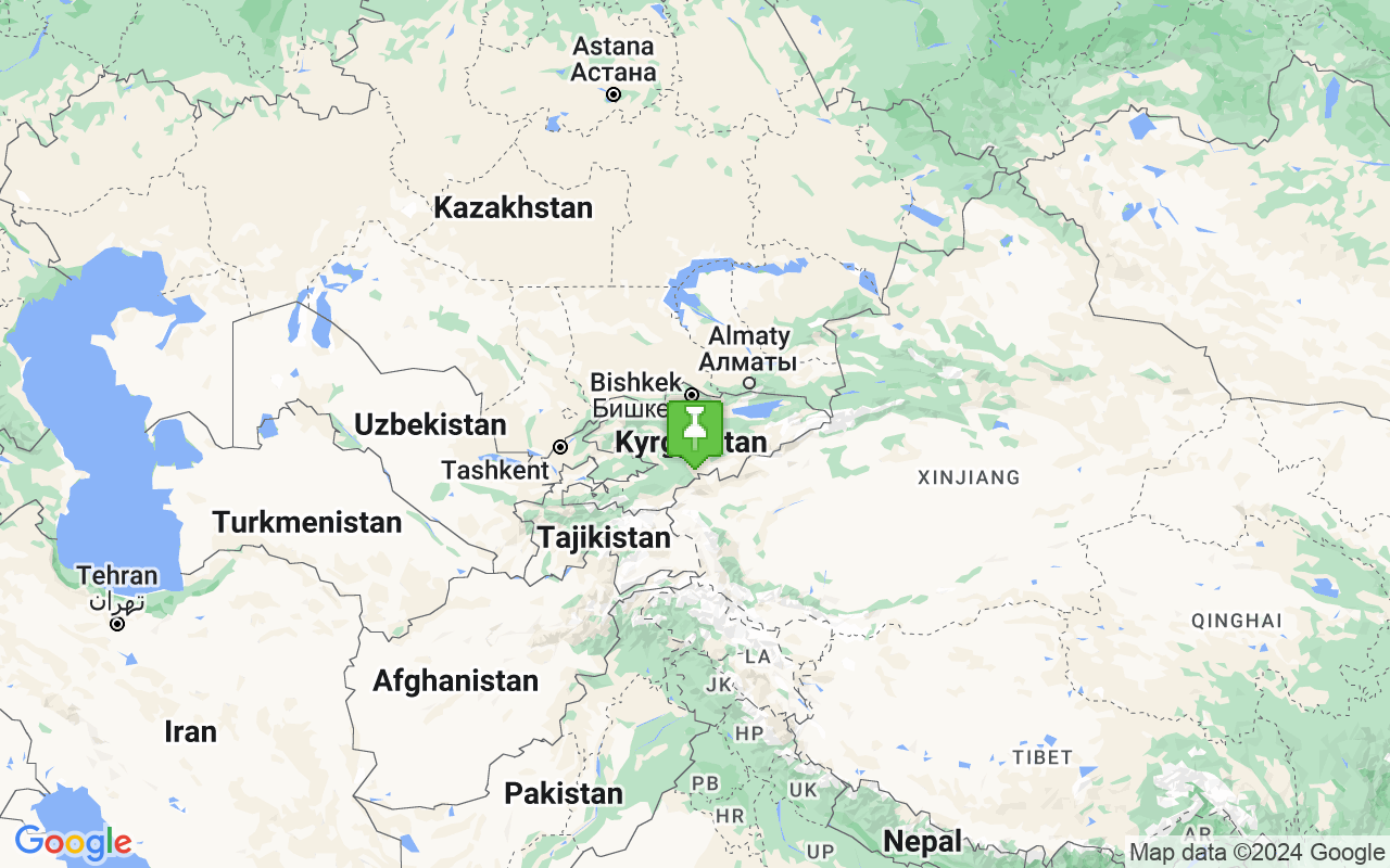 Map showing location of Kyrgyzstan