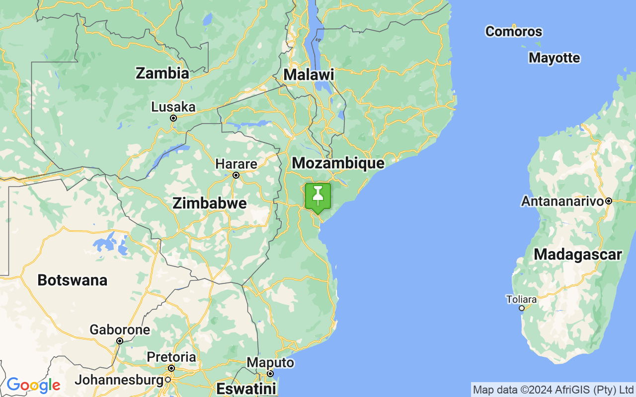 Map showing location of Mozambique
