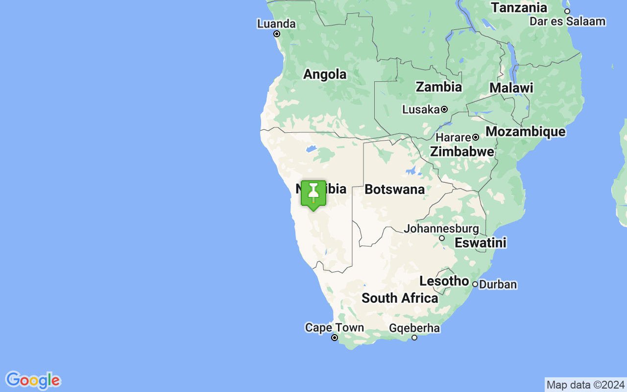 Map showing location of Namibia