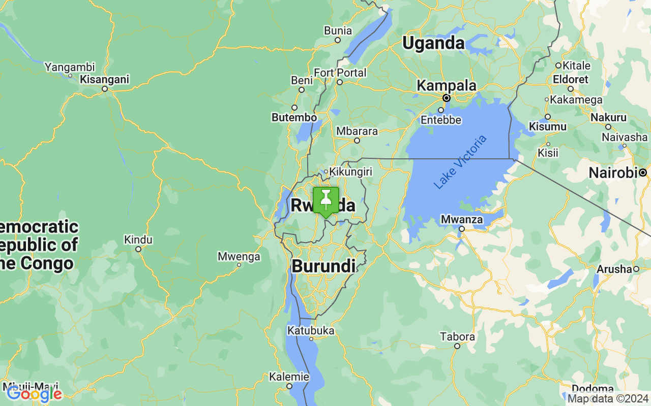Map showing location of Rwanda