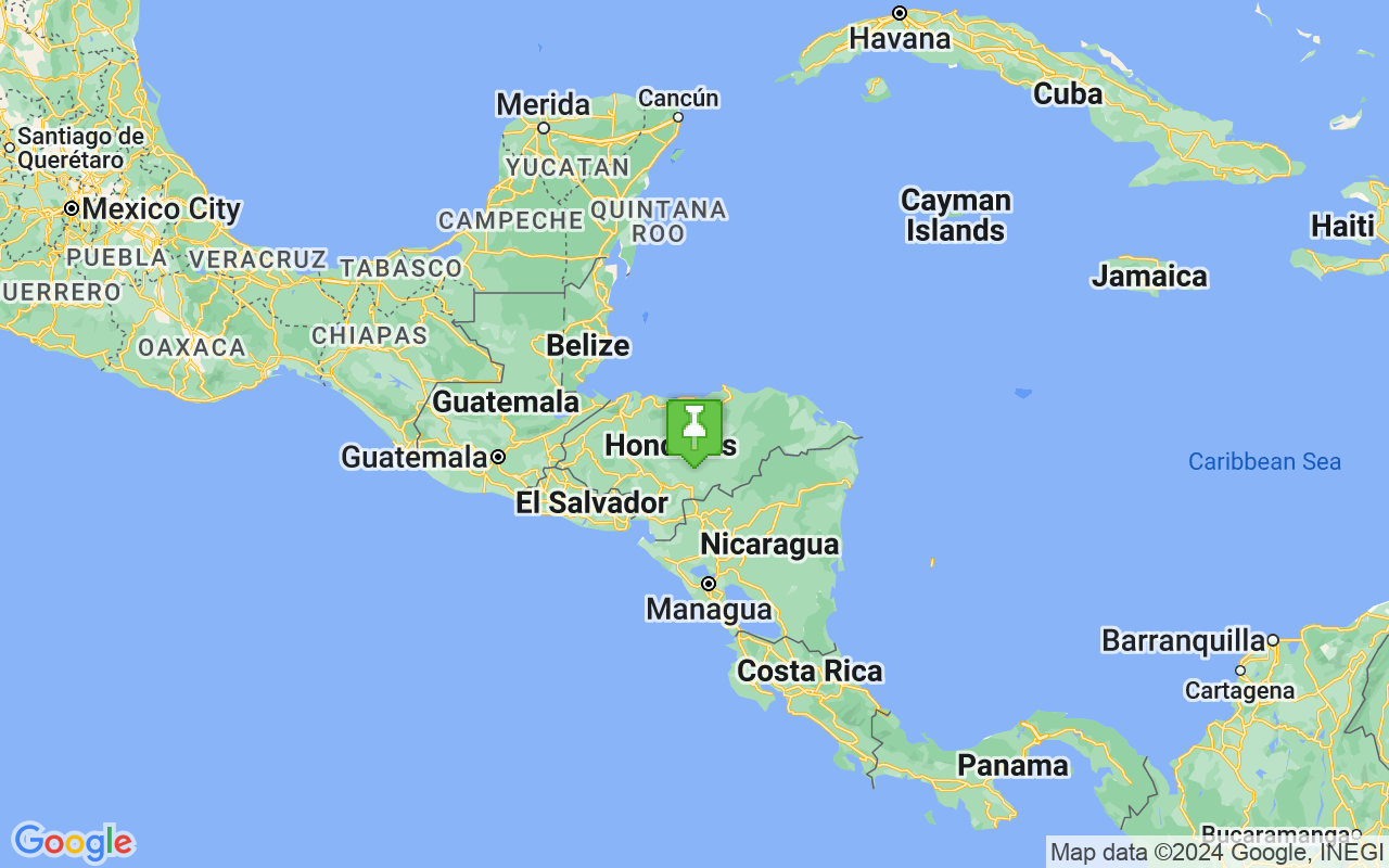 Map showing location of Honduras