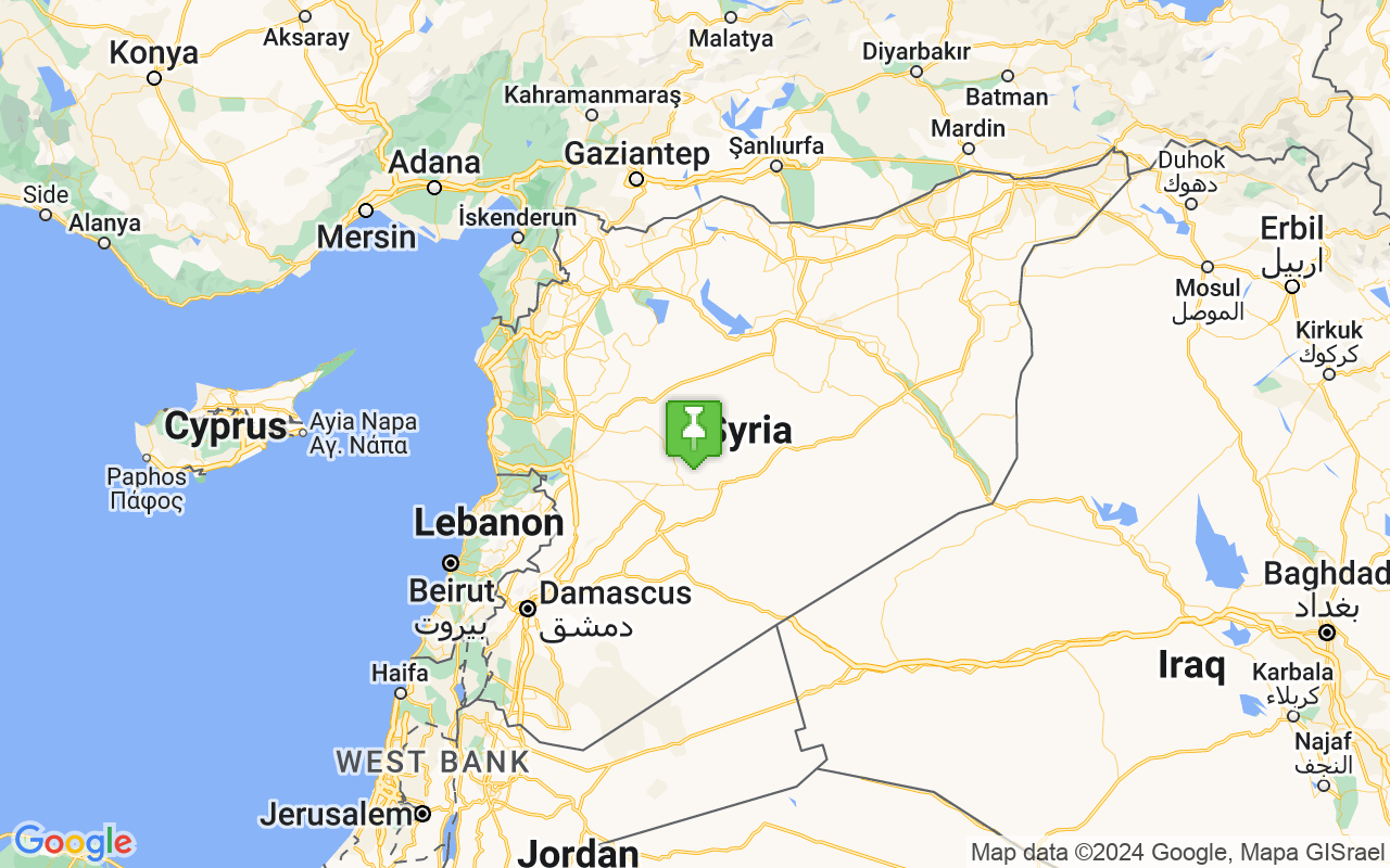 Map showing location of Syria
