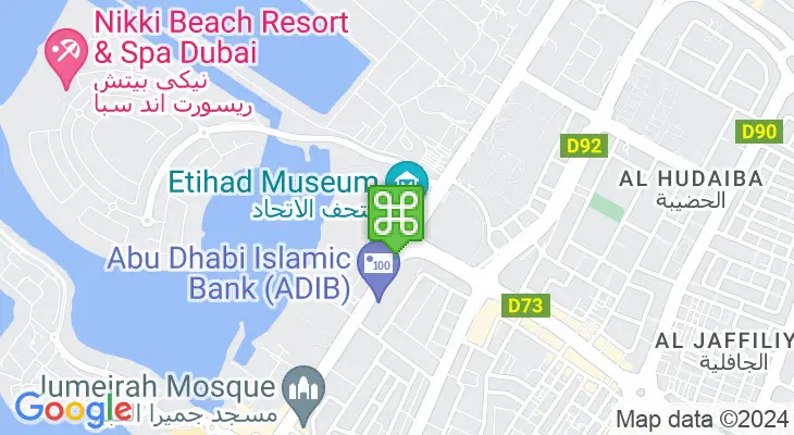 Map showing location of Etihad Museum