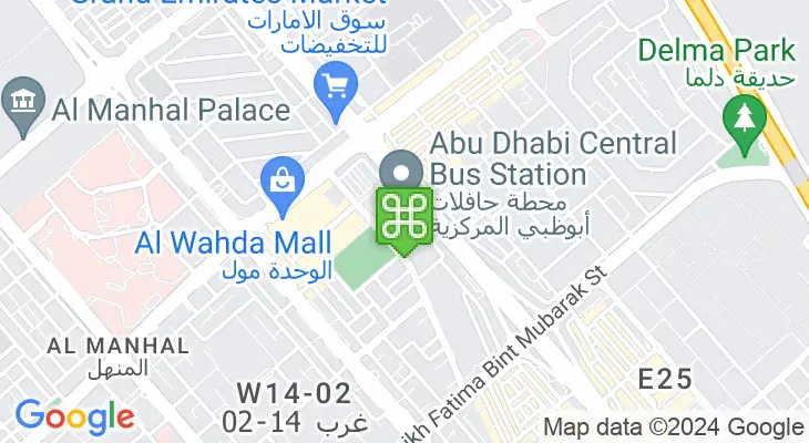 Map showing location of Abu Dhabi Central Bus Station