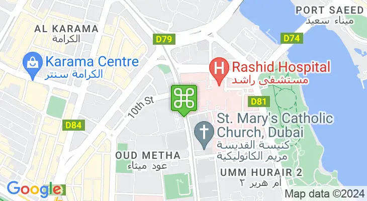 Map showing location of Oud Metha Metro Station