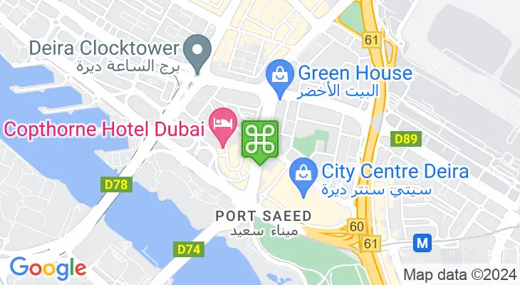 Map showing location of Deira City Centre Metro Station