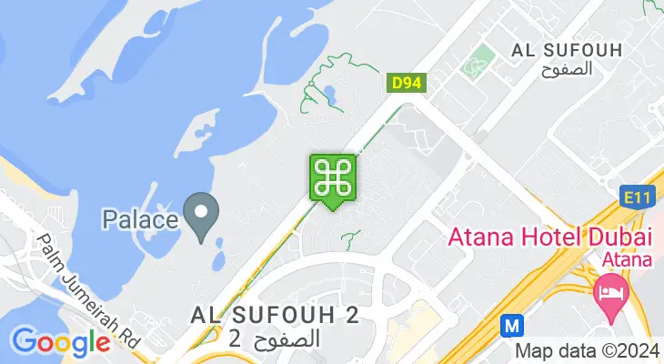 Map showing location of Al Sufouh Tram Station
