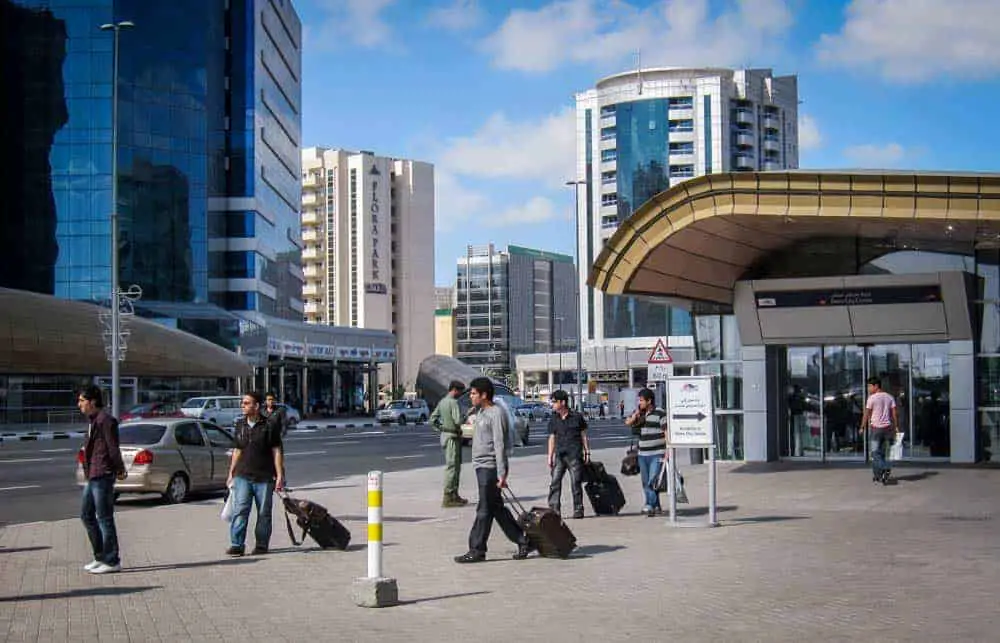Passengers leaving Deira City Centre Metro Station