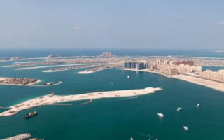 Aerial photograph of the Palm Jumeirah, an artificial island on the coast of Dubai