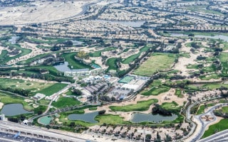 Aerial photo of Emirates Golf Club in Dubai