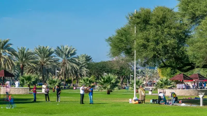 Lawn and BBQ areas at Dubai Creek Park