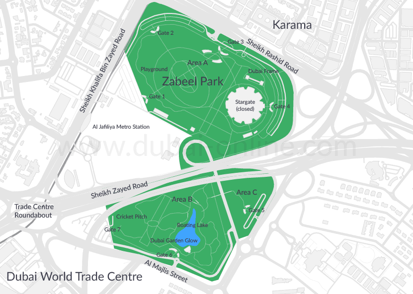 Zabeel Park Map with Gate Locations