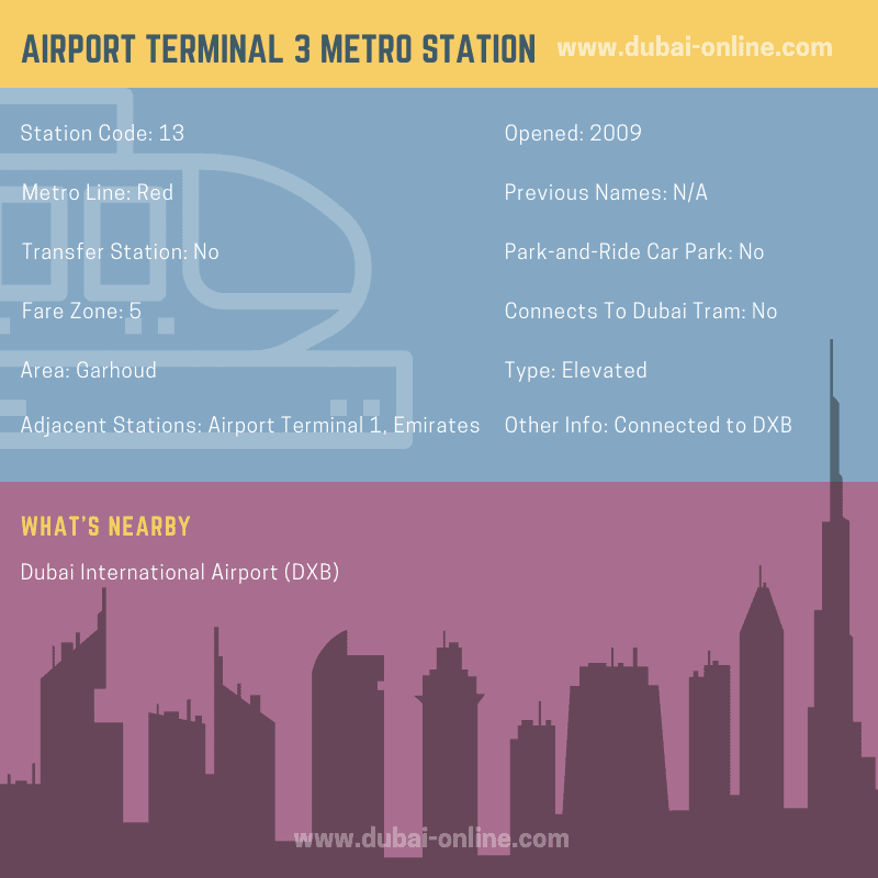 Information about Airport Terminal 3 Metro Station, Dubai Metro