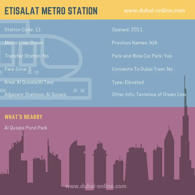 Information about Etisalat Metro Station in Dubai