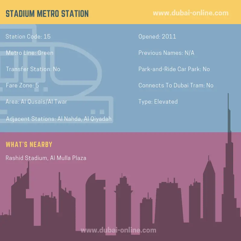 Information about Stadium Metro Station in Dubai