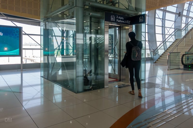 Lift to platform at Stadium Metro Station, Dubai