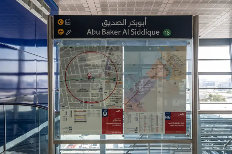 Map at station showing places of interest nearby.