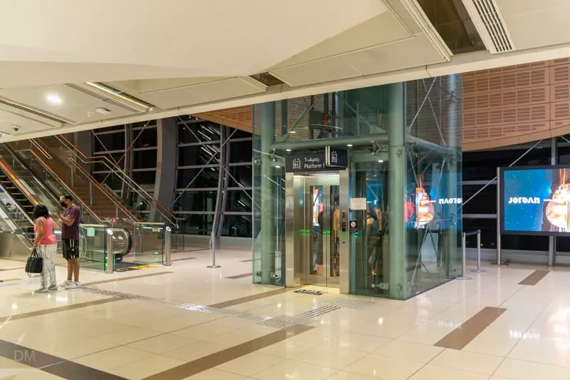 Lift to platform at Dubai Metro station