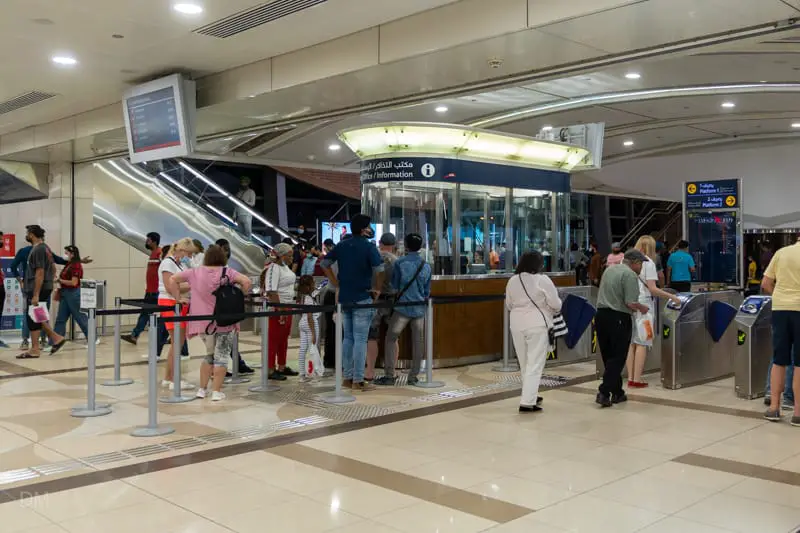 Ticket office and information desk at Dubai Metro station