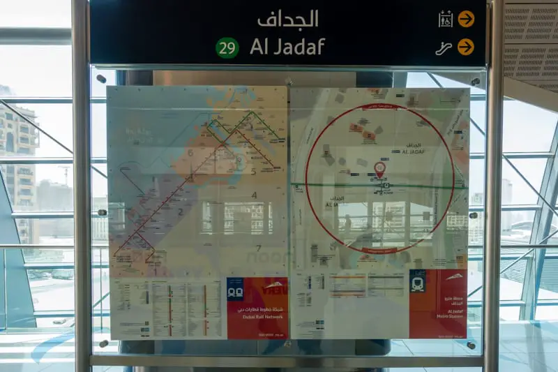 Map at Al Jadaf Metro Station
