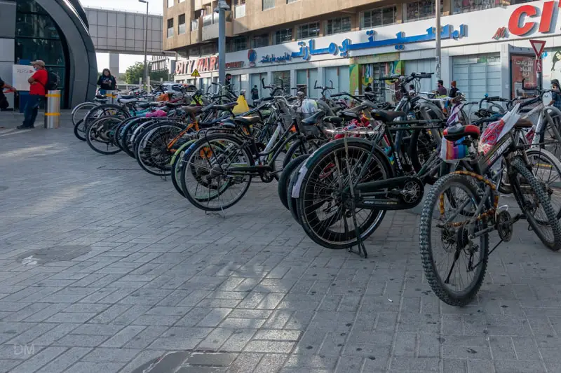 Cycle parking and supermarket near ADCB Metro Station in Dubai