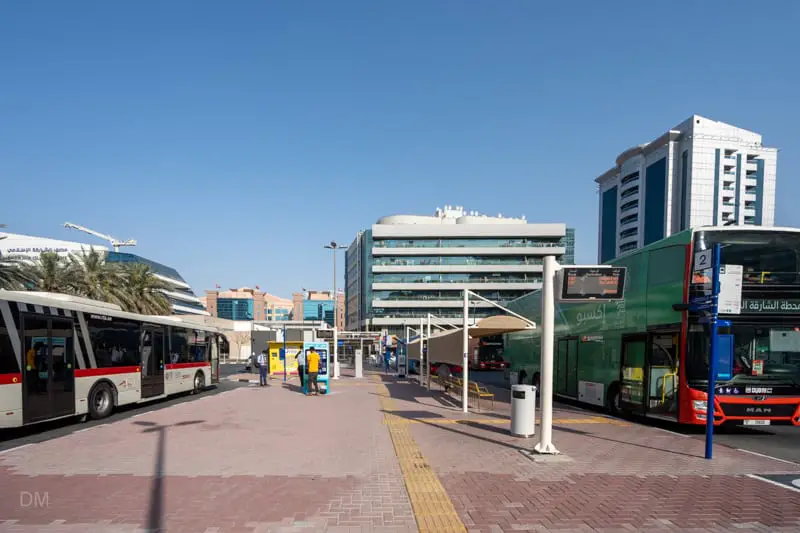 E307 bus to Sharjah at Deira City Centre Bus Station in Dubai