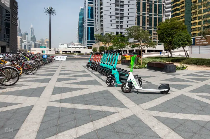 Cycle parking and scooter hire at DMCC Metro Station in Dubai