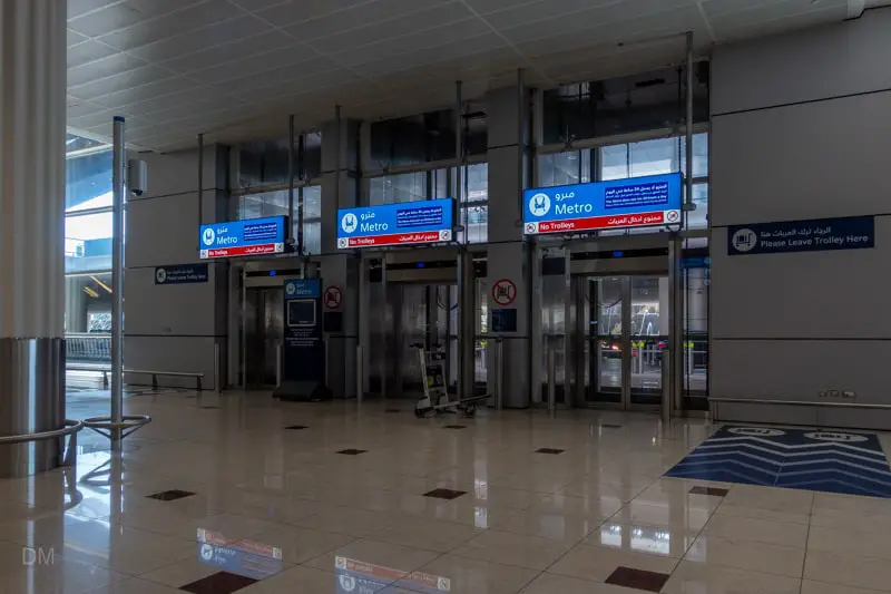 Entrance to Airport Terminal 3 Metro station at Dubai International Airport