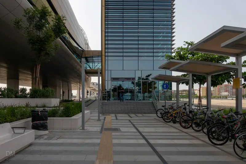 Entrance and cycle parking at Discovery Gardens Metro Station